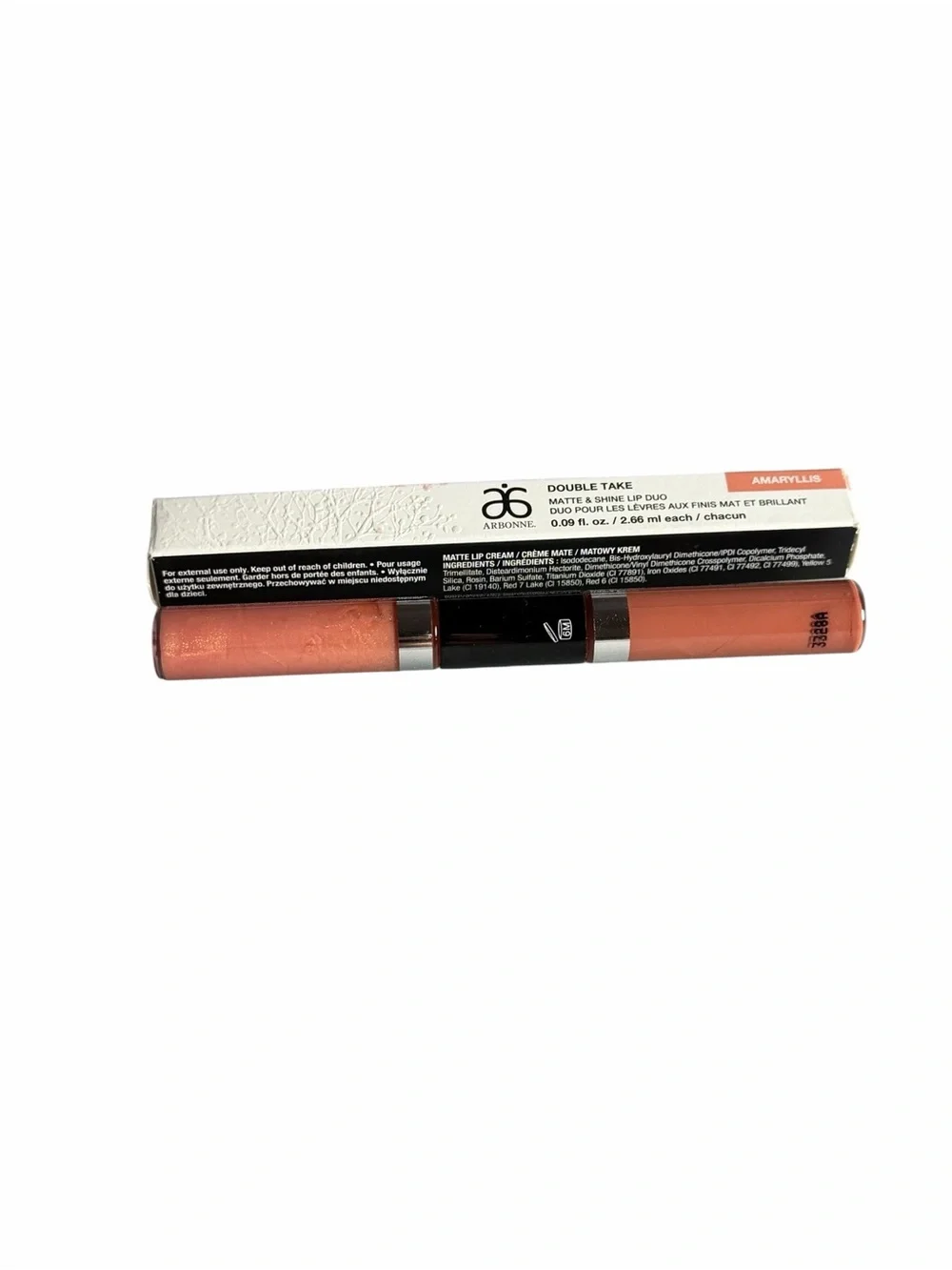 Arbonne Double Take Matte & Shine Lip Duo in Amaryllis (Peachy Coral) BNIB